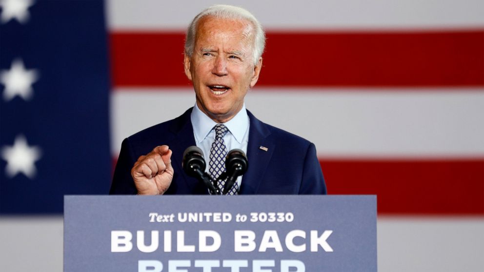 Democratic presidential candidate former Vice President Joe Biden speaks at McGregor Industries in Dunmore, Pa., Thursday, July 9, 2020. (AP Photo/Matt Slocum)