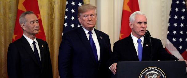Image result for Chinese Vice Premier Liu He listens as U.S. President Donald Trump speaks during a signing ceremony for "phase one" of the U.S.-China trade agreement in the East Room of the White House in Washington, U.S., January 15, 2020.