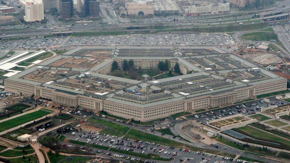FILE - This March 27, 2008 file photo shows the Pentagon in Washington. The civilian official overseeing the Pentagon's campaign to defeat the Islamic State group in the Middle East has resigned in the latest jolt to Pentagon leadership in the waning