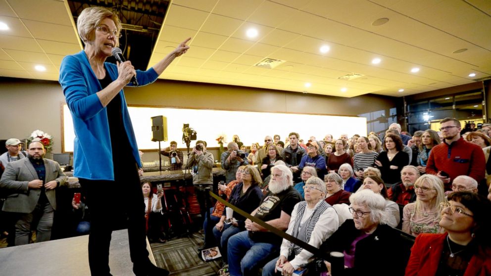 Sen. Elizabeth Warren, D-Mass, speaks during an organizing event at McCoy's Bar Patio and Grill in Council Bluffs, Iowa, Friday, Jan. 4, 2019.