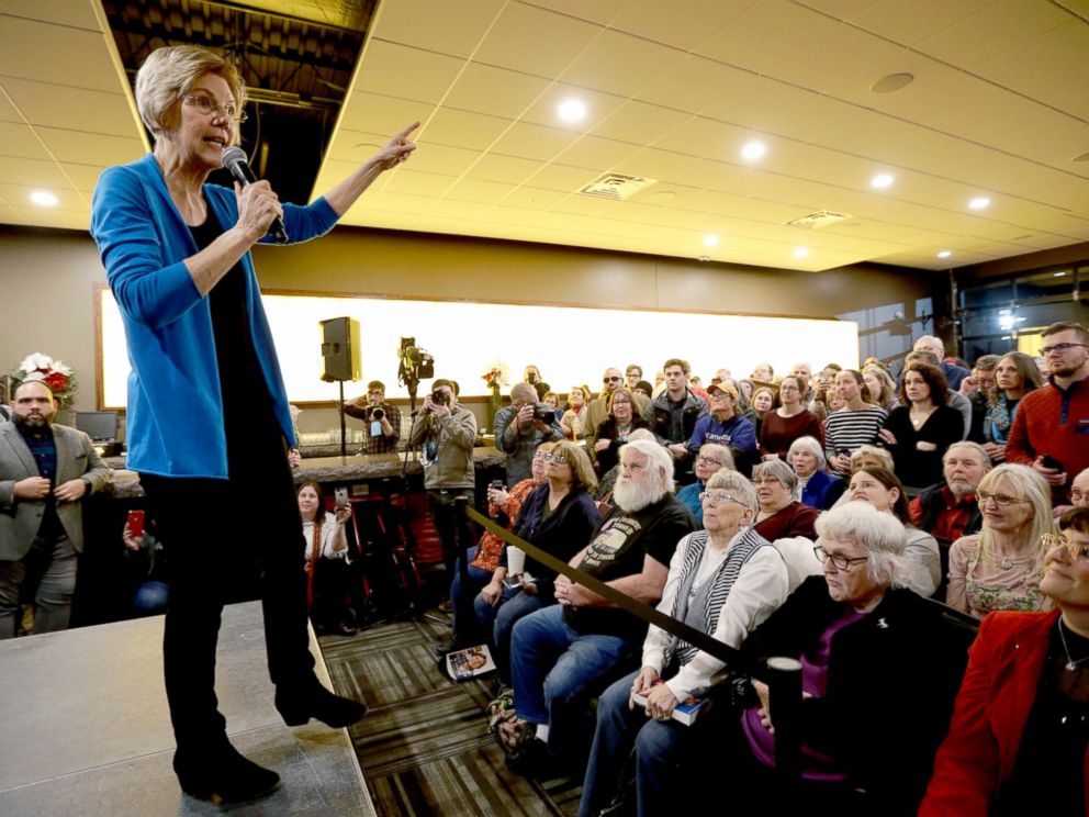 Sen. Elizabeth Warren, D-Mass, speaks during an organizing event at McCoys Bar Patio and Grill in Council Bluffs, Iowa, Friday, Jan. 4, 2019.
