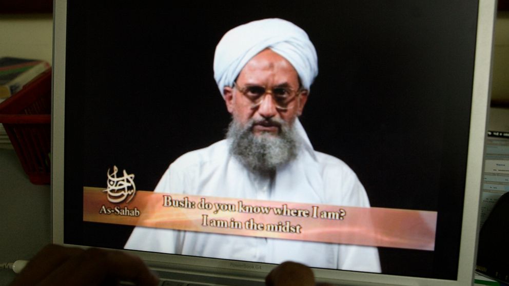 FILE - As seen on a computer screen from a DVD prepared by Al-Sahab production, al-Qaida's Ayman al-Zawahri speaks in Islamabad, Pakistan, on June 20, 2006. Al-Zawahri, the top al-Qaida leader, was killed by the U.S. over the weekend in Afghanistan. 