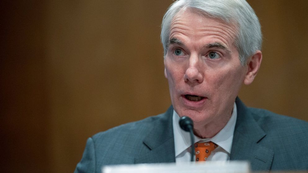 Ranking Member of the Senate Homeland Security and Governmental Affairs Committee Sen. Rob Portman, R-Ohio, speaks during a confirmation hearing for Shalanda Young, President Joe Biden's nominee for Director of the Office of Management and Budget (OM