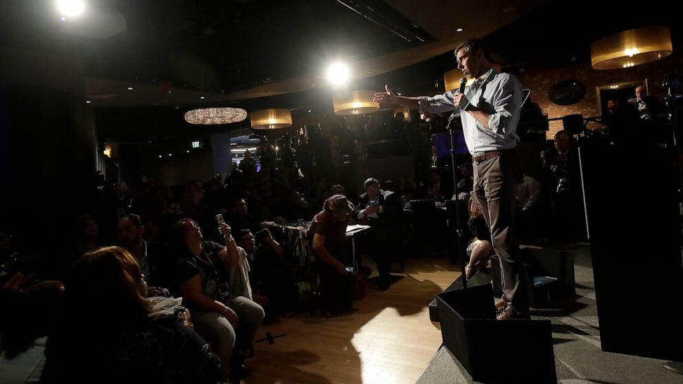 Democratic presidential candidate and former Texas Congressman Beto O'Rourke speaks at an SEIU event before the 2019 California Democratic Party State Organizing Convention in San Francisco, Saturday, June 1, 2019.