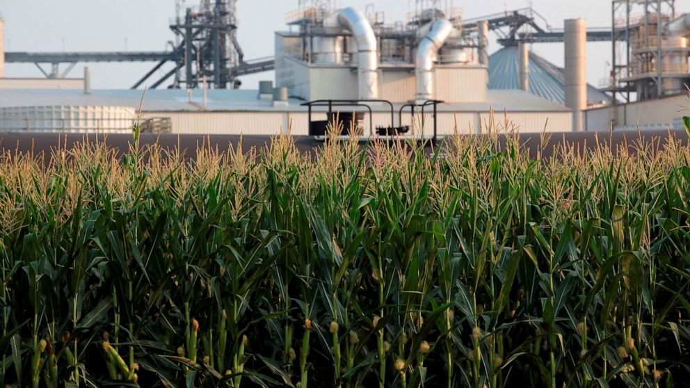 FILE - Project developers plan to build carbon capture pipelines connecting dozens of Midwestern ethanol refineries, such as this one in Chancellor, S.D., shown on July 22, 2021. The Environmental Protection Agency on Thursday, Dec. 1, 2022, proposed