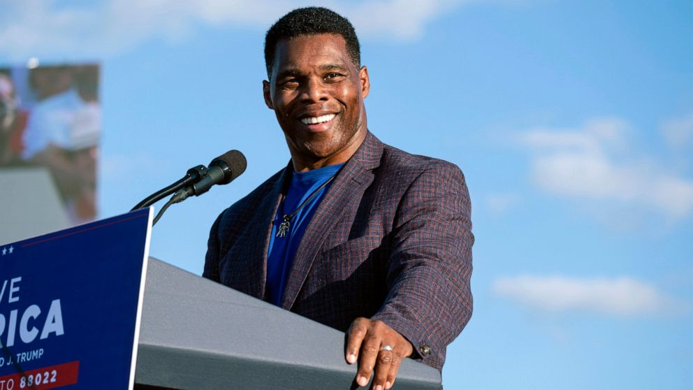 FILE - In this Sept. 25, 2021, file photo Senate candidate Herschel Walker speaks during former President Donald Trump's Save America rally in Perry, Ga. Senate Minority Leader Mitch McConnell on Wednesday, Oct. 27, endorsed Herschel Walker’s Republi