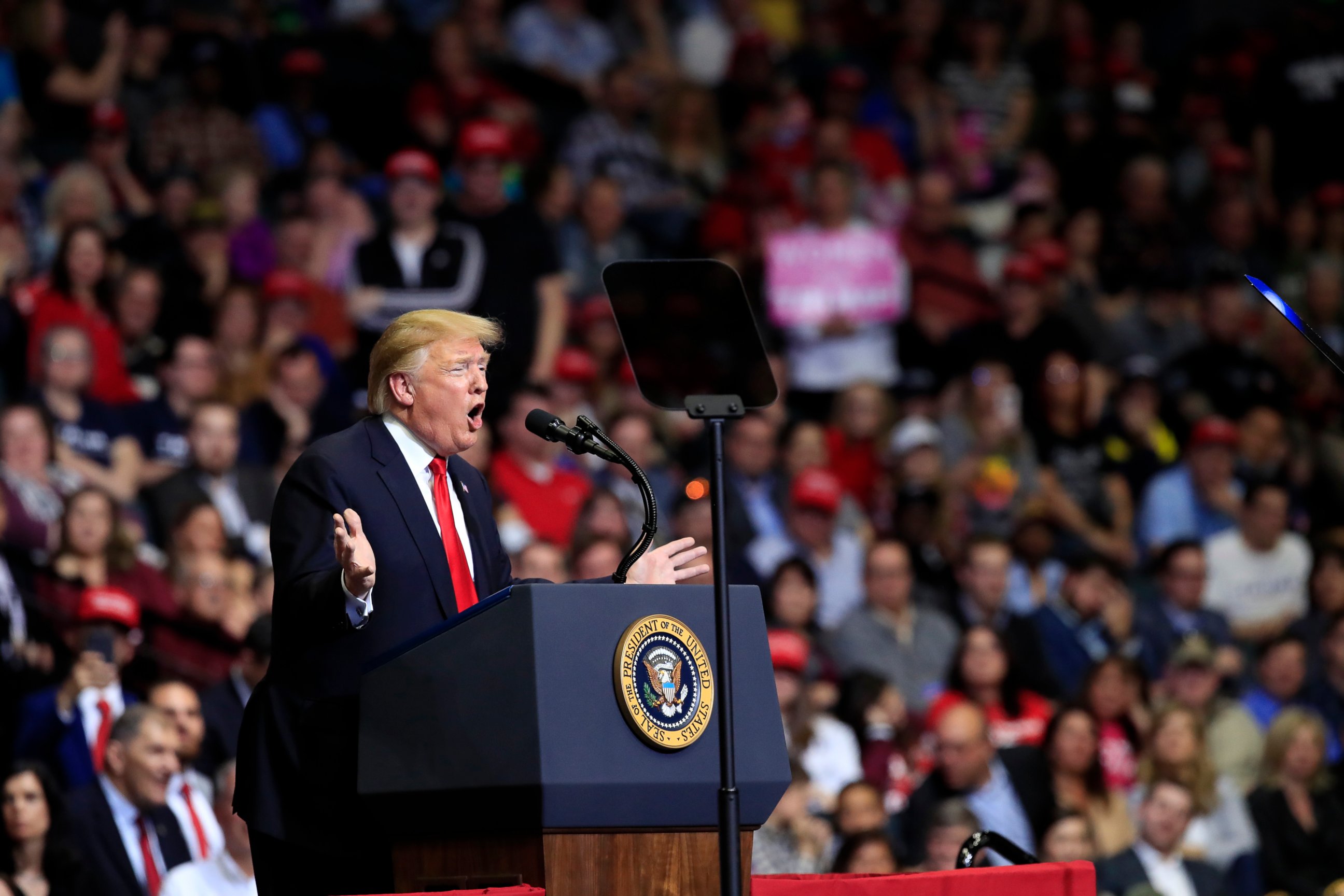 President Donald Trump speaks at a campaign rally in Grand Rapids, Mich., Thursday, March 28, 2019.
