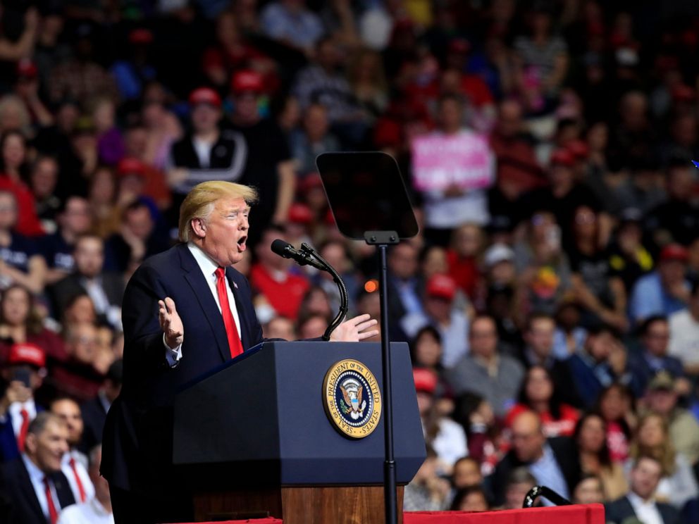 President Donald Trump speaks at a campaign rally in Grand Rapids, Mich., Thursday, March 28, 2019.