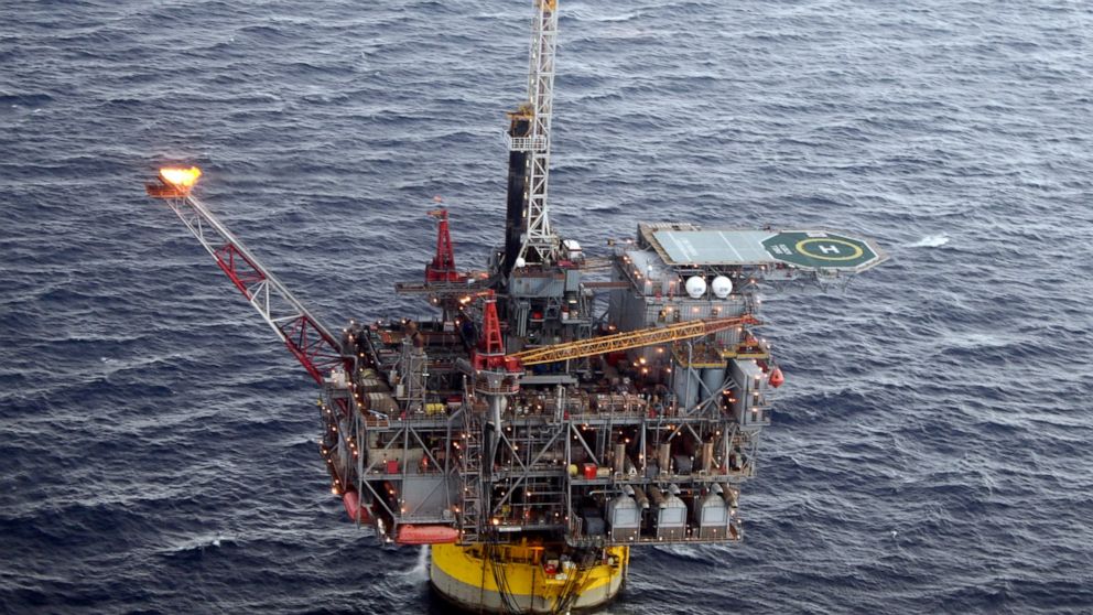 FILE - This Oct. 27, 2011, file photo, shows the Perdido oil platform located about 200 miles south of Galveston, Texas, in the Gulf of Mexico. The Biden administration is proposing up to 10 oil and gas lease sales in the Gulf of Mexico and one in Al