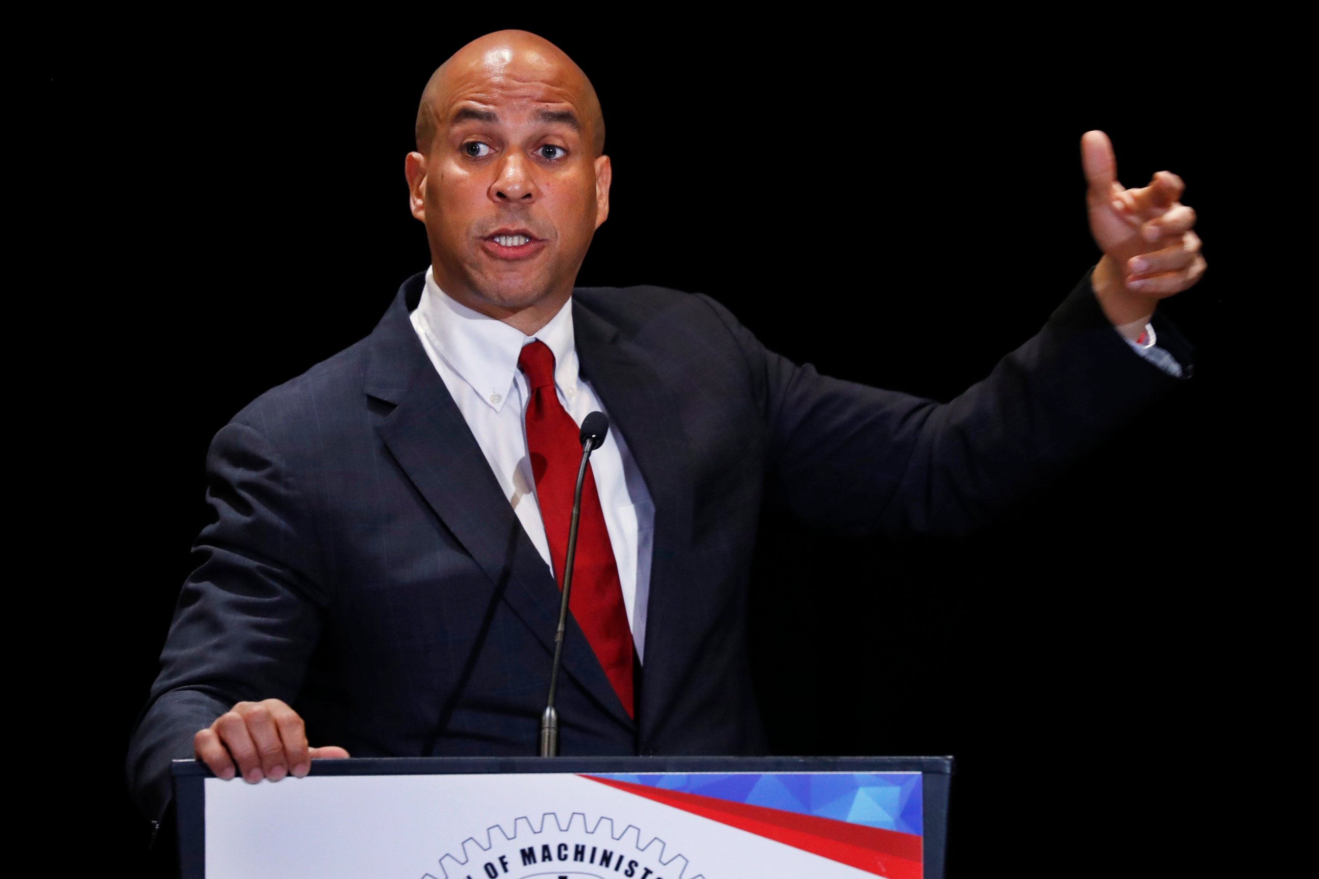 Democratic presidential candidate Sen. Cory Booker, D-N.J., speaks during the Machinists Union Legislative Conference, Tuesday May 7, 2019, in Washington.