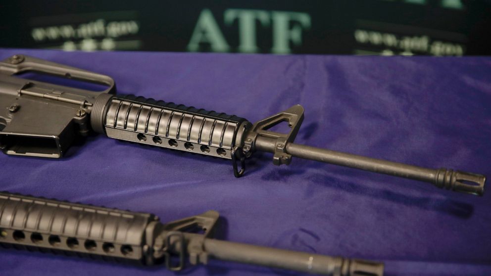 FILE - Homemade rifles are displayed on a table at an ATF field office in Glendale, Calif., on Aug. 29, 2017. The California Assembly approved, on Monday June 27, 2022, Texas-style lawsuits over illegal guns, mimicking the Lone Star State's law aimed