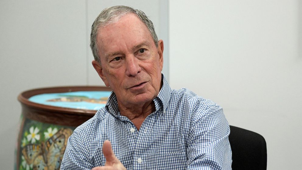 FILE - In this Feb. 8, 2019 file photo, former New York City Mayor Michael Bloomberg answers a question during an interview with The Associated Press in Orlando, Fla. Bloomberg, the billionaire former mayor of New York City, is opening the door to a 