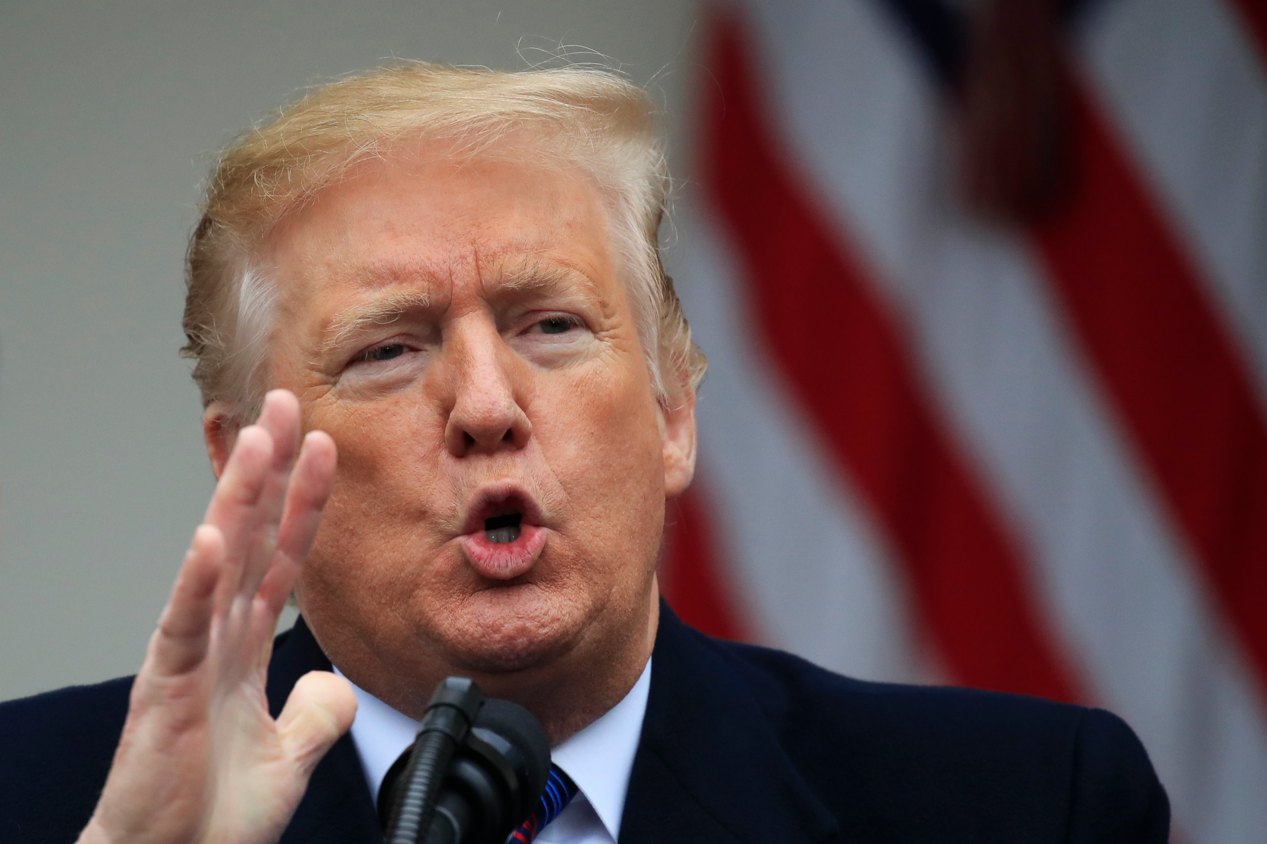 President Donald Trump speaks during a news conference in the Rose Garden of the White House after meeting with lawmakers about border security, Friday, Jan. 4, 2019, in Washington.