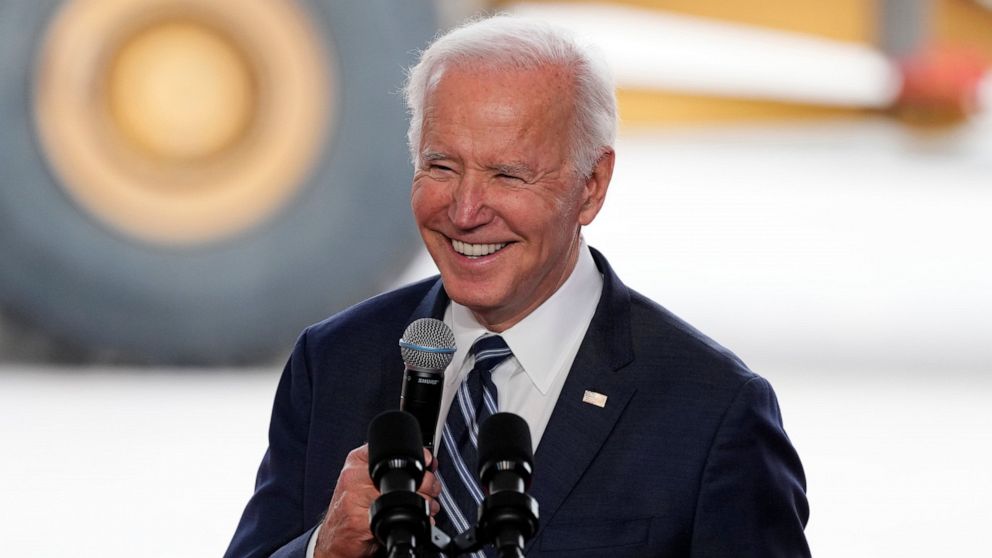 FILE - President Joe Biden smiles as he speaks after touring the Taiwan Semiconductor Manufacturing Company facility under construction in Phoenix, on Dec. 6, 2022. Biden is facing consistent but critical assessments of his leadership and the nationa