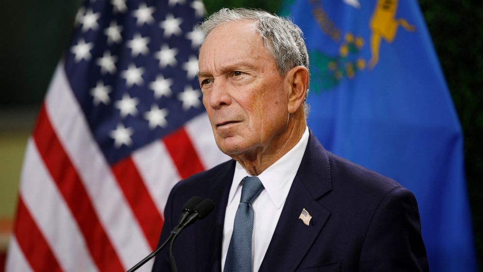 FILE - In this Feb. 26, 2019, file photo, former New York City Mayor Michael Bloomberg speaks at a news conference at a gun control advocacy event in Las Vegas. Tennessee’s top election officials say Bloomberg has requested a petition that would requ