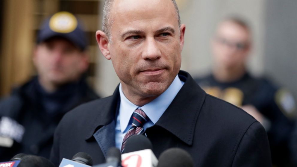 FILE - In this Dec. 12, 2018, file photo, attorney Michael Avenatti speaks outside court about Michael Cohen's sentencing in New York. Federal prosecutors have charged an IRS employee with leaking banking records of President Donald Trump's former pe
