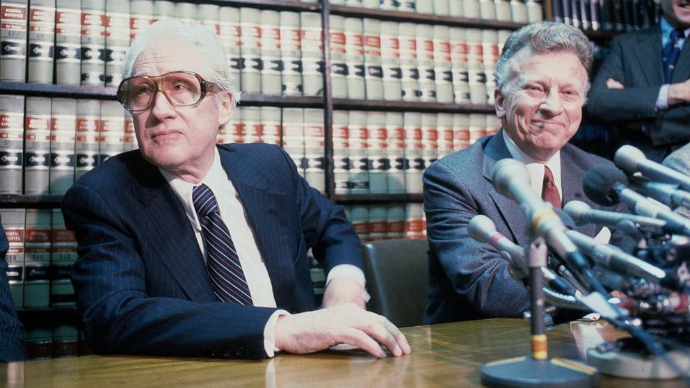FILE - Former FBI officials, Mark Felt, left, and Edward S. Miller, appear at a news conference, April 15, 1981, after learning that President Reagan had pardoned them from their conviction of unauthorized break-ins during the Nixon administration's 