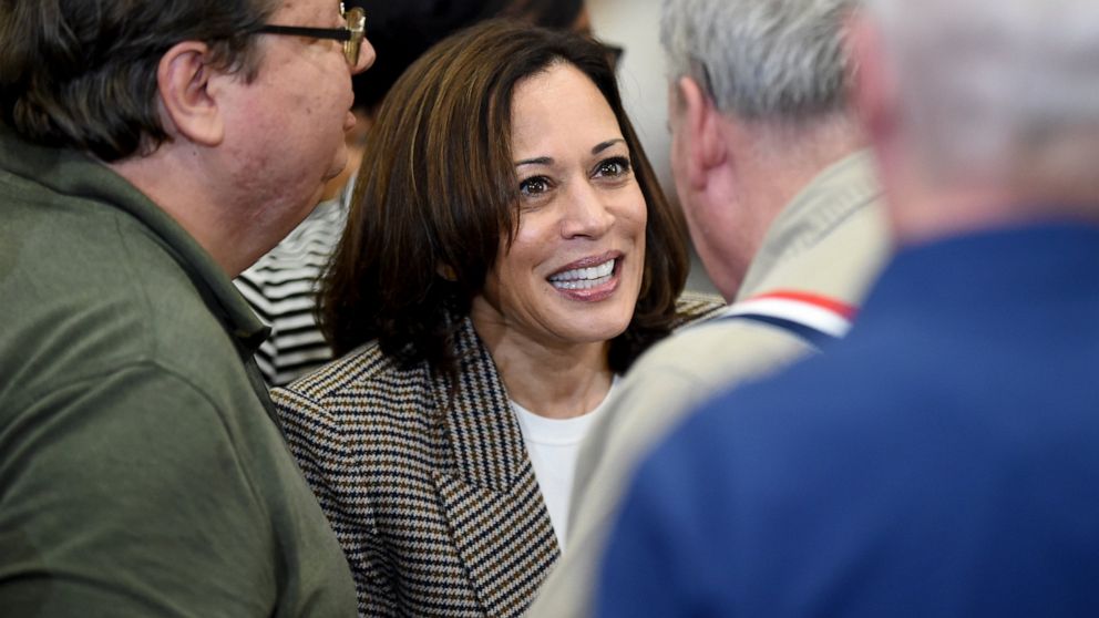 Democratic presidential candidate Kamala Harris greets people following a rally a rally at Aiken High School in Aiken, S.C. Saturday, Oct. 19, 2019. (Michael Holahan/The Augusta Chronicle via AP)