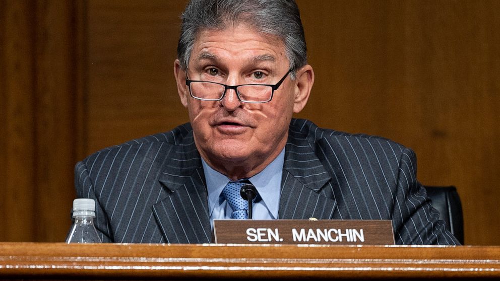 Committee Ranking Member Sen. Joe Manchin, D-WVa., speaks during a hearing to examine the nomination of former Gov. Jennifer Granholm, D-Mich., as she testifies before the Senate Energy and Natural Resources Committee during a hearing to examine her 