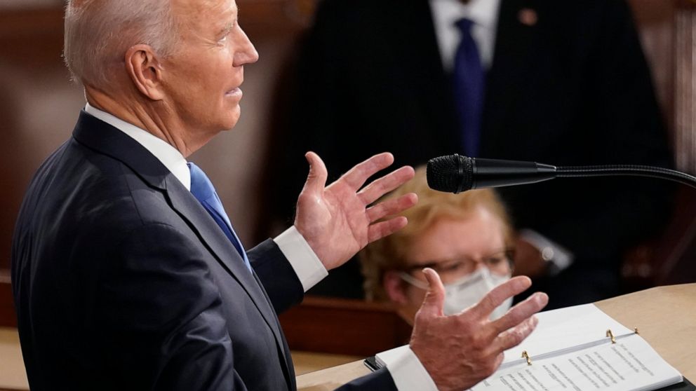 In this April 28, 2021, photo, President Joe Biden speaks to a joint session of Congress in the House Chamber at the U.S. Capitol in Washington. Biden couldn’t get everything he wanted into his own $1.8 trillion families plan. His proposed child tax 