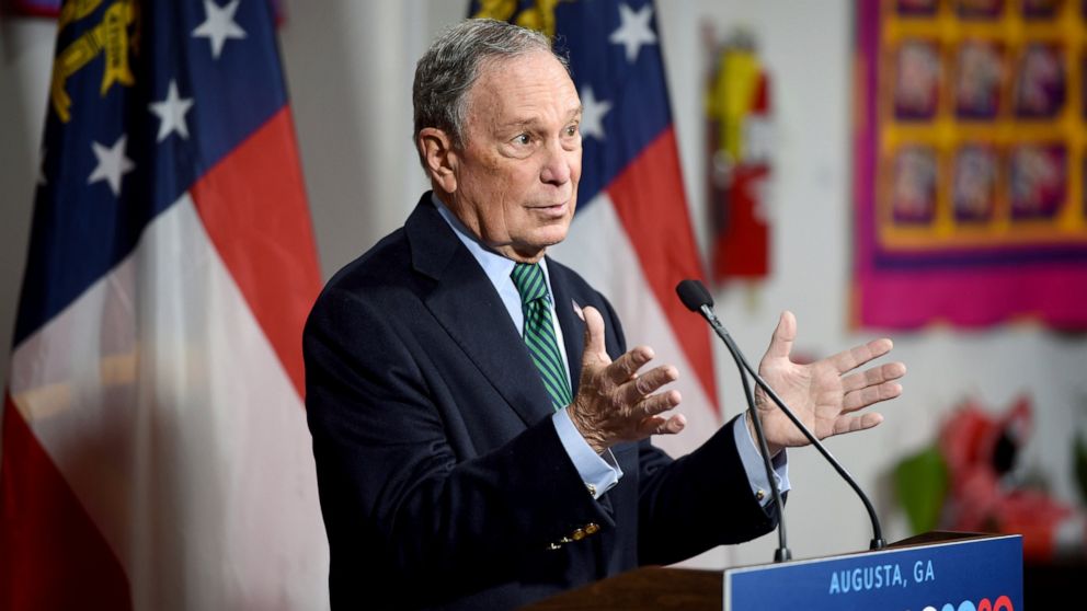 Democratic presidential candidate and former New York Mayor Michael Bloomberg speaks during a press conference at the Lucy Craft Laney Museum in Augusta, Ga., Friday, Dec. 6, 2019. (Michael Holahan/The Augusta Chronicle via AP)