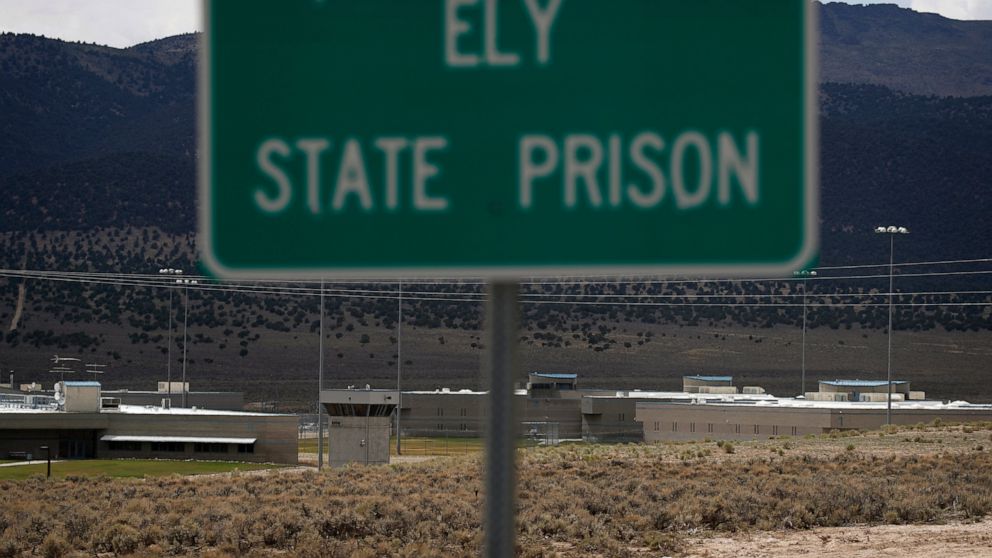 FILE - In this July 11, 2018, file photo, a sign marks the entrance to Ely State Prison, the location of Nevada's execution chamber near Ely, Nev. Two years after banning a practice known as prison gerrymandering, Nevada will count almost half of its
