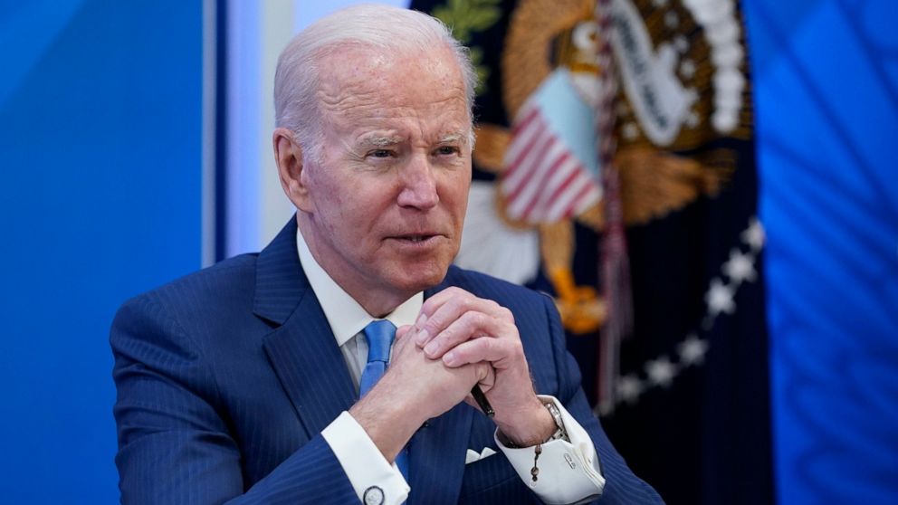 President Joe Biden speaks as he meets with small business owners in the South Court Auditorium on the White House complex in Washington, Thursday, April 28, 2022. (AP Photo/Susan Walsh)