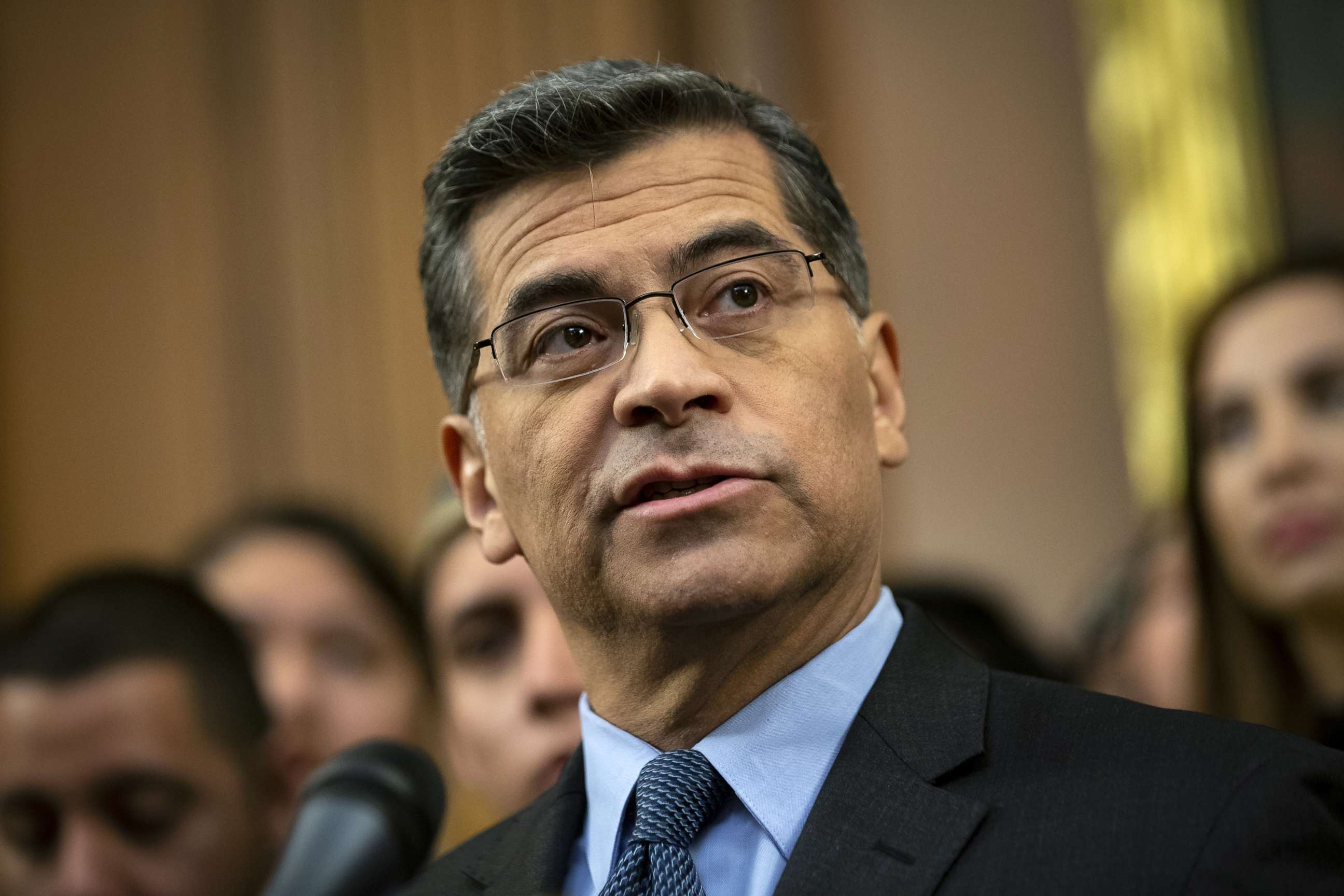 PHOTO: Xavier Becerra, California's attorney general, speaks during a news conference on Capitol Hill, Nov. 12, 2019. 