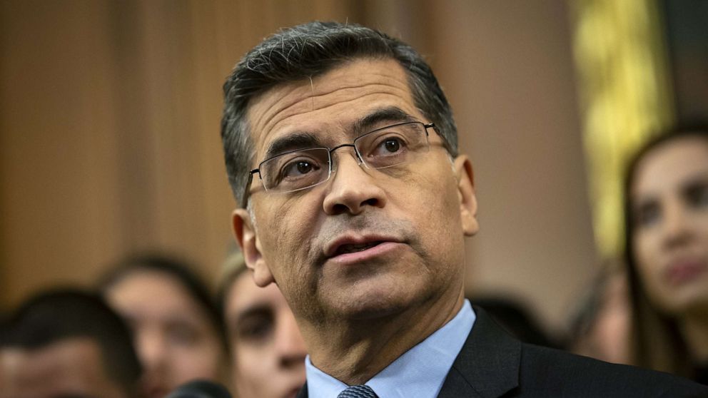 PHOTO: Xavier Becerra, California's attorney general, speaks during a news conference on Capitol Hill, Nov. 12, 2019.