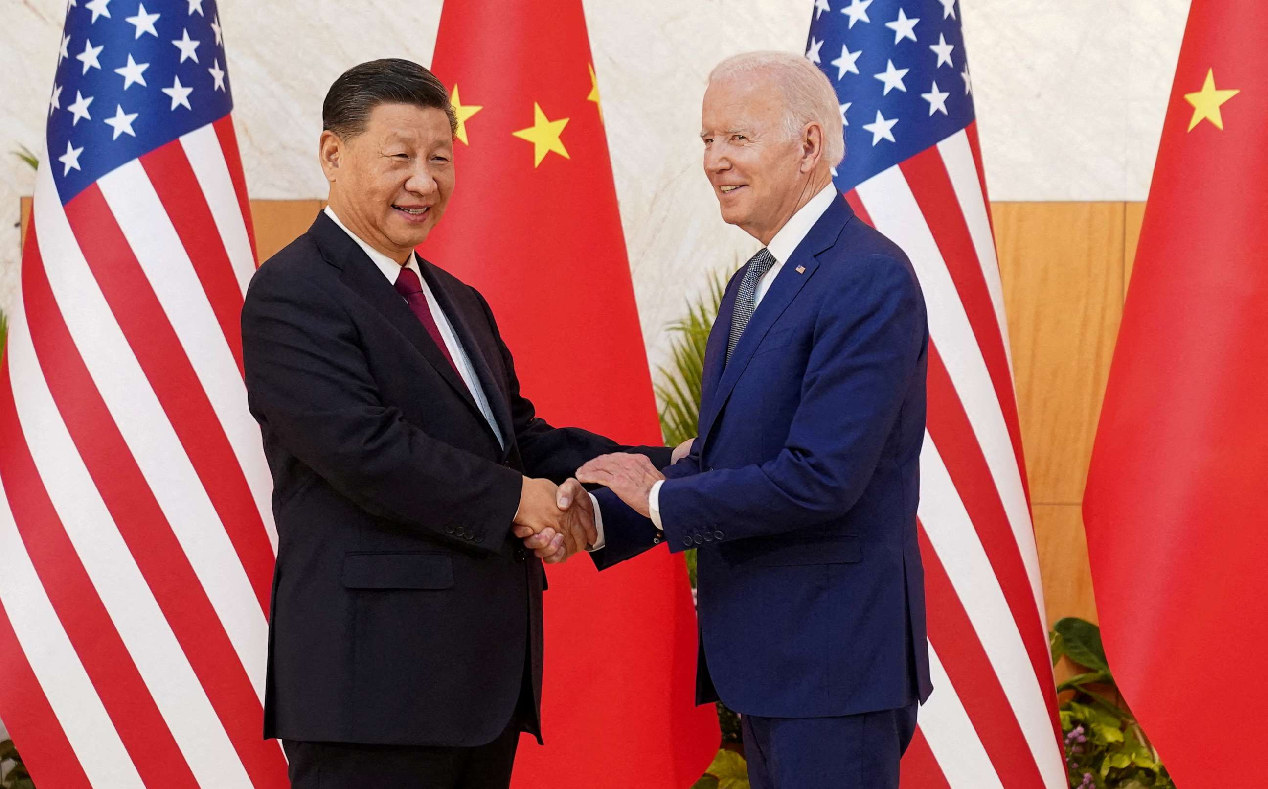 PHOTO: In this Nov. 14, 2022, file photo, President Joe Biden shakes hands with Chinese President Xi Jinping as they meet on the sidelines of the G20 leaders' summit in Bali, Indonesia.