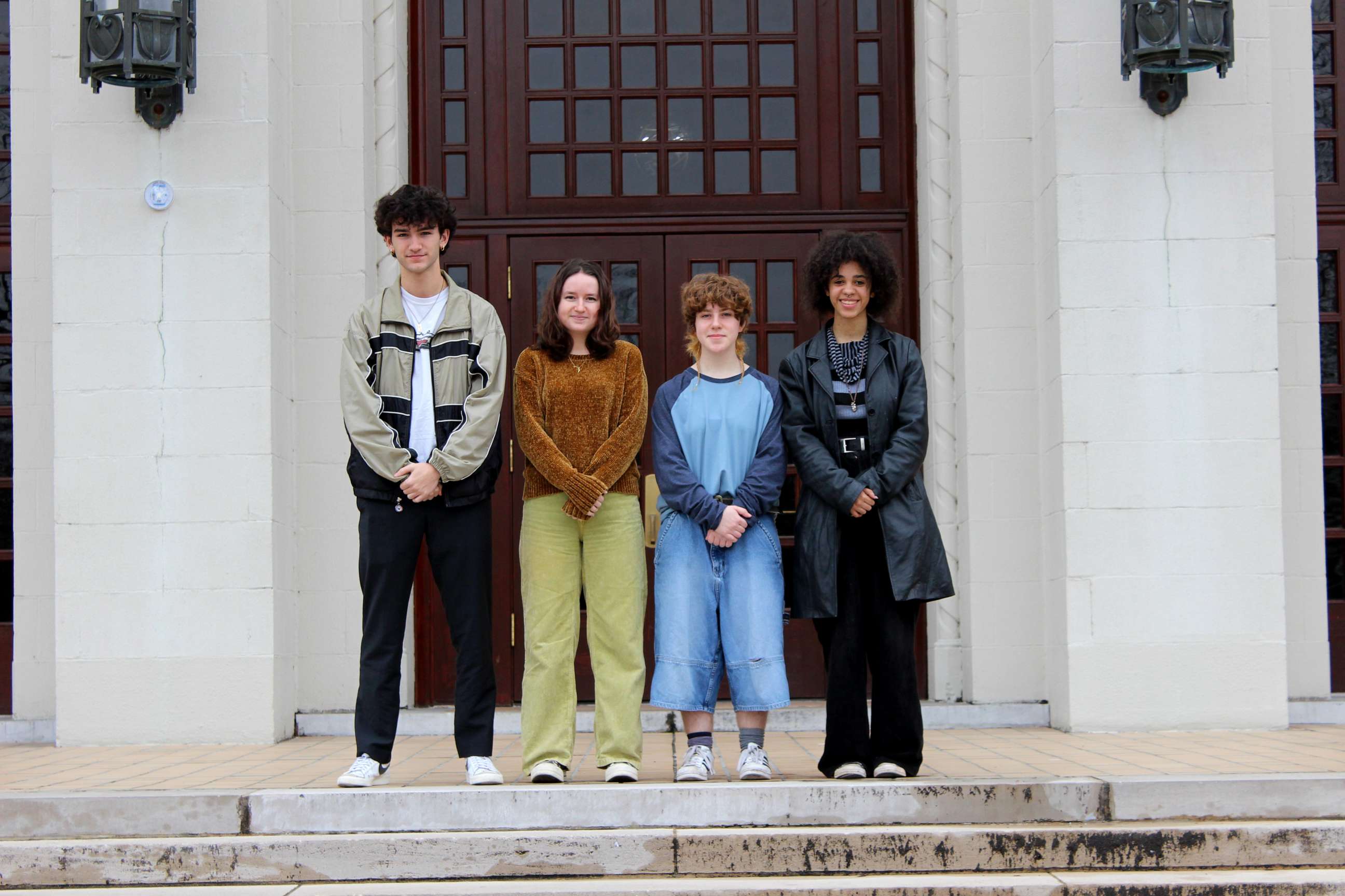 PHOTO: Students Ernest Quirk, Gryffyn May, Bekah Jackson and Addison McCuien at Little Rock Central High School on Thursday, March 2, 2023.