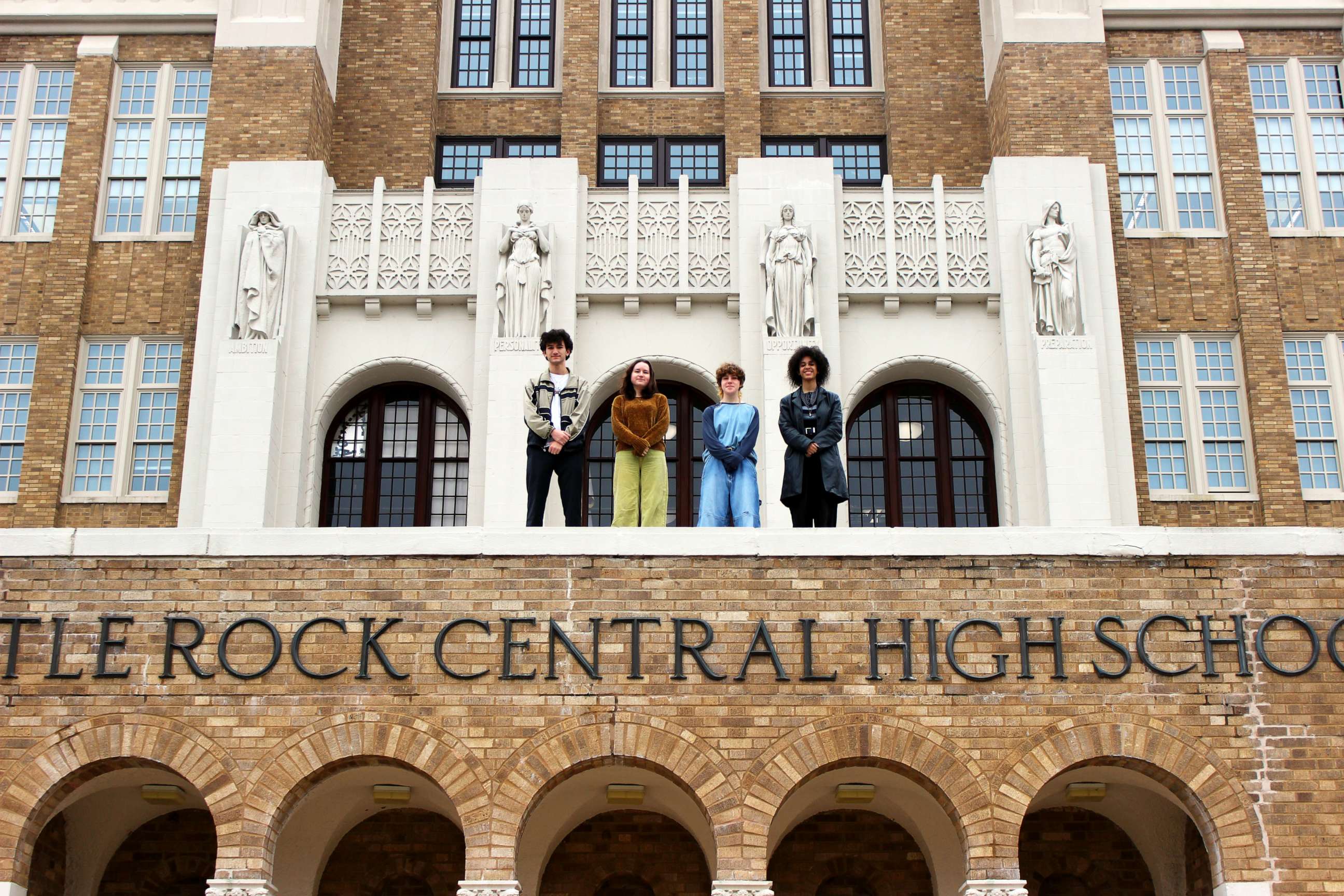 PHOTO: Students Ernest Quirk, Gryffyn May, Bekah Jackson and Addison McCuien at Little Rock Central High School on Thursday, March 2, 2023.
