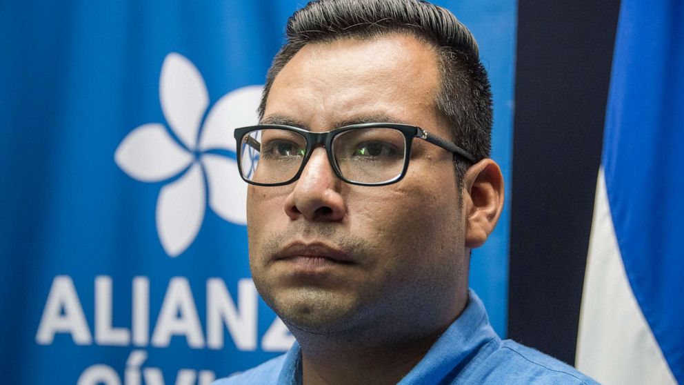 PHOTO: Yubrank Suazo, Freind of jailed student leaders Aleman and Jerez, attends a press conference July 6, 2021, Nicaragua, Caracas.