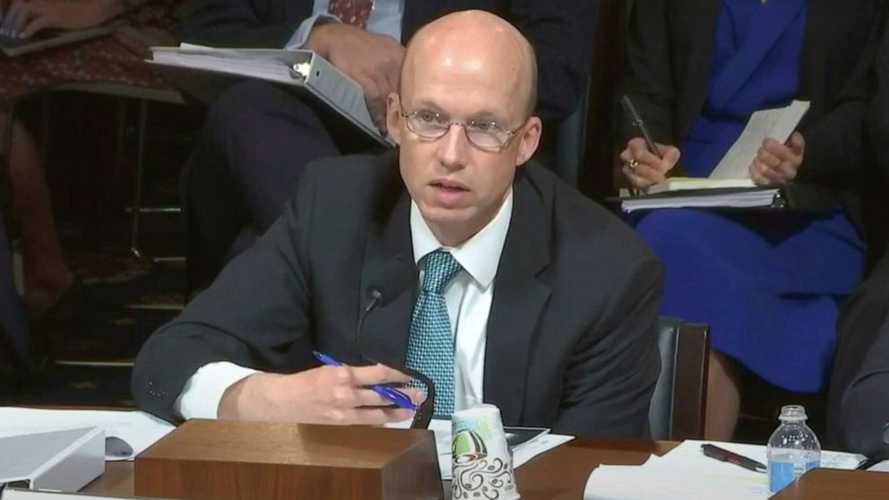 PHOTO: Justice Department official Brad Wiegmann testifies before the House Homeland Security Committee in a hearing titled, "Confronting the Rise of Domestic Terrorism," May 8, 2019.