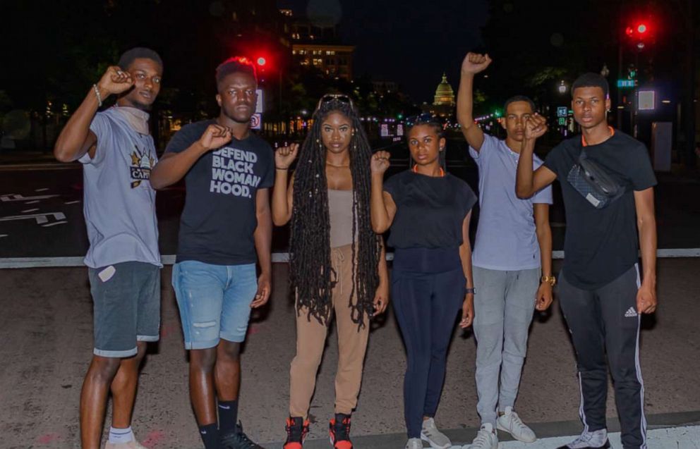 PHOTO: Aalayah Eastmond (pictured third from left) poses with Concerned Citizens of DC following a protest against police brutality that took place in Washington D.C.