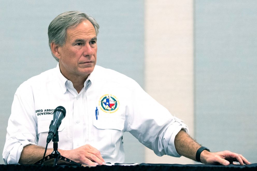 PHOTO: Texas Gov. Greg Abbott visits Lake Jackson, Texas, Sept. 29, 2020. 