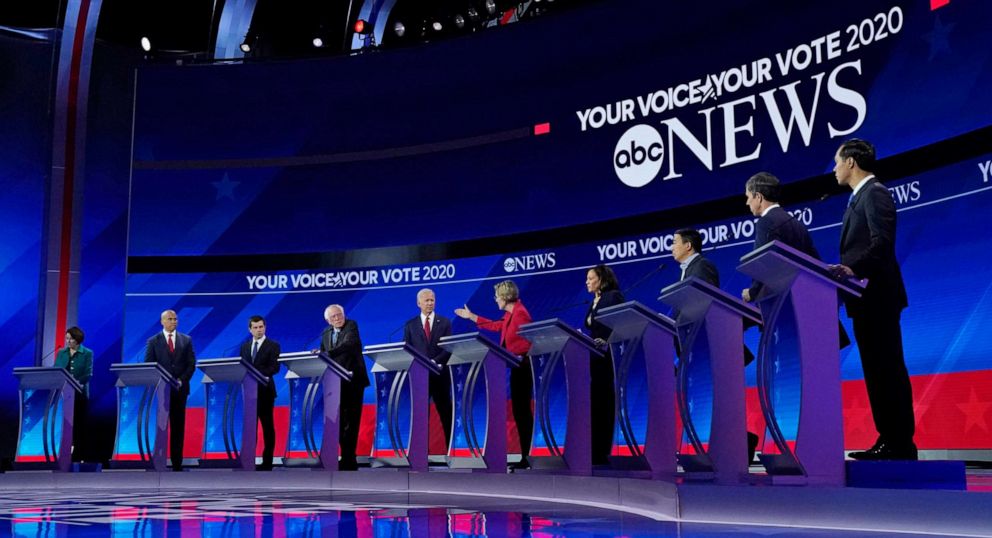 PHOTO: 2020 Democratic presidential candidates participate in a debate at Texas Southern University, Sept. 12, 2019 in Houston, Texas, Sept. 12, 2019.