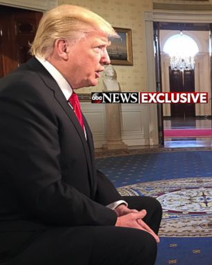 PHOTO: President Donald Trump sits down for his first interview as president with ABC's David Muir at the White House, Jan. 25, 2017. 