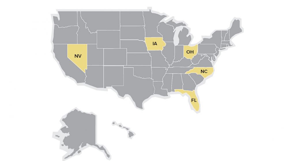 Battleground Breakdown Where Key States Stand In The 2016 Presidential   Abc Battleground States Map Jc 160928 16x9 992 