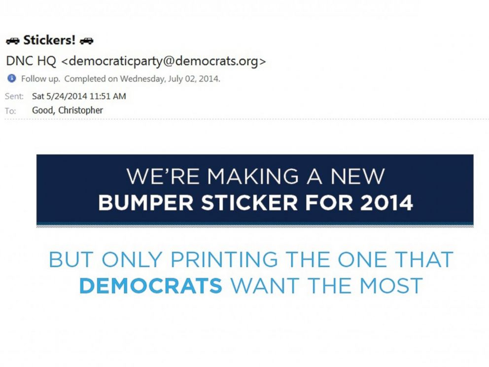 PHOTO: Stickers! the Democratic Party notified its supporters on May 24