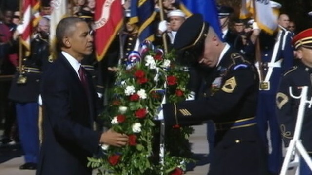 VIDEO: Commander-in-Chief honors U.S. soldiers at the Tomb of the Unknowns.