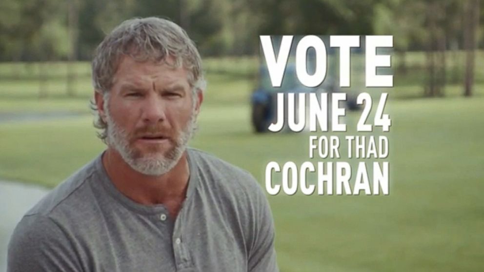 VIDEO: The former NFL quarterback appears in a political ad for Mississippi Senate candidate Thad Cochran.