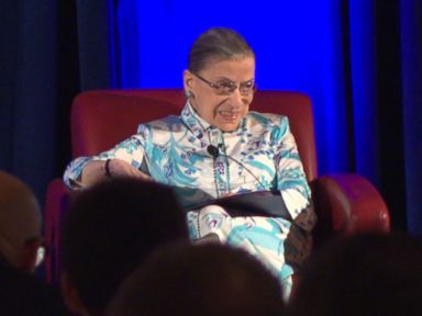 Supreme Court Justice Ruth Bader Ginsburg gives some advice to young women while being honored with a lifetime achievement award.