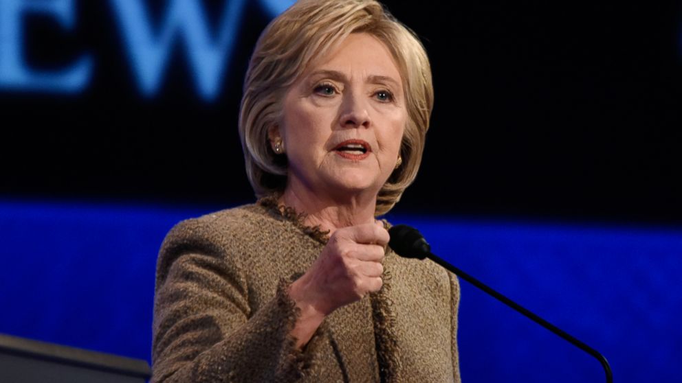 Hillary Clinton speaks during a presidential debate at St. Anselm College in Manchester, New Hampshire, Dec. 19, 2015.