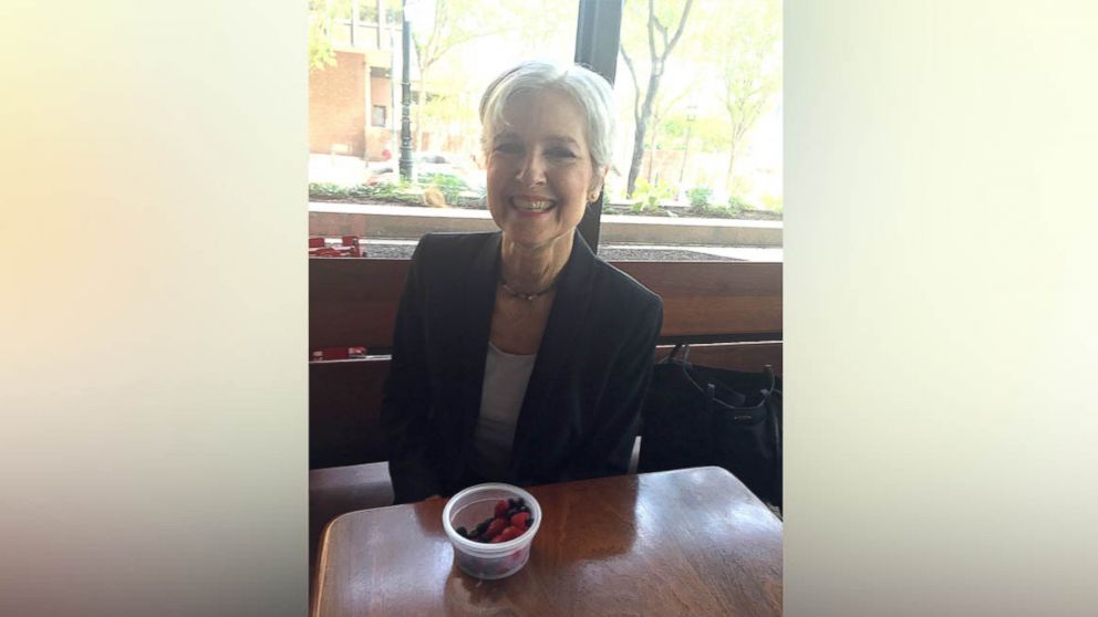 Presumptive Green Party presidential candidate Dr. Jill Stein has a snack of raspberries and blueberries in Philadelphia, July 25, 2016.