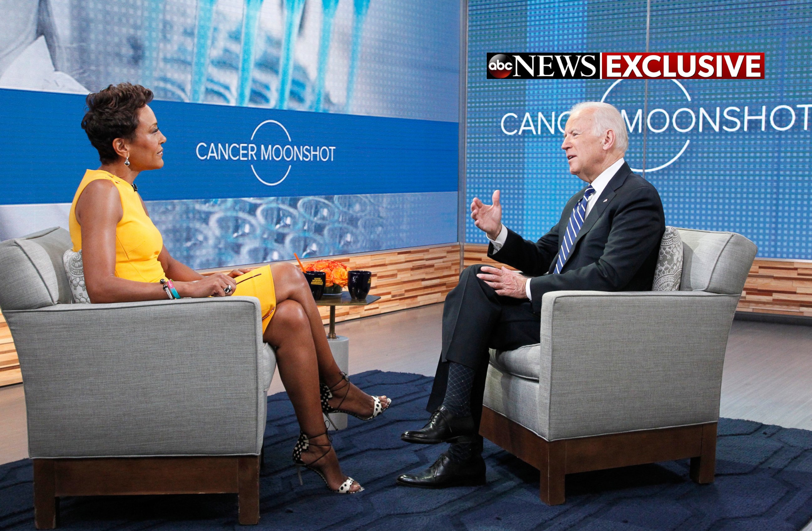 PHOTO: Vice President Joe Biden sat down ABC's Robin Roberts to discuss his cancer moonshot initiative. 