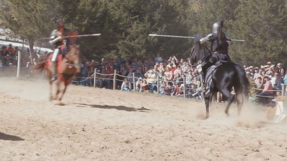 PHOTO: Two knights of different genders joust at the Saint Louis Renaissance Festival. 