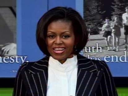 Video of First Lady Michelle Obama talking about obesity, kids.