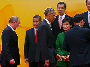 VIDEO: The two leaders share some brief encounters at the APEC gathering hosted by Chinese President Xi Jinping.