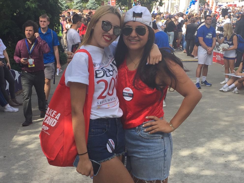 PHOTO: Hofstra sophomores Abby Salamon, 19, and her roommate Hadas Hayun, also 19, are both voting for Donald Trump in Hempstead, New York, Sept. 26, 2016. 